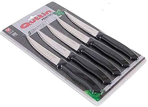 Quttin 50344 Set Cuchillos Sierra, Negro, 5 Piezas, Acero
