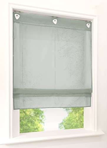 1er-Pack Raffrollo mit U-Haken Weiß Transparent Voile Ösenrollo Vorhang (BxH 100x130cm, Hell Grau)
