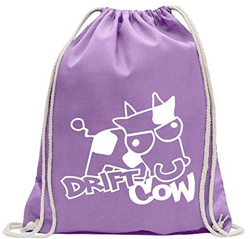 Kiwistar - Turnbeutel - lavendel - Drift Cow sauer böse Kuh - Fun Rucksack Sport Beutel Gymsack Baumwolle mit Ziehgurt