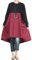 Vogstyle Damen Langarm A-Linie Beiläufige Lose mit Tasche T-Shirt-Kleid Art 3-Rot XXL