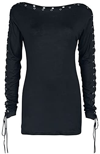 Gothicana by EMP Damen schwarzes Langarmshirt mit Nieten S