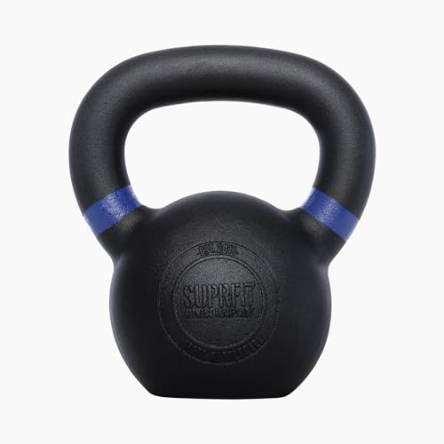 SUPRFIT – Elite Kettlebells 12 kg – pulverbeschichtete Kugelhantel aus massivem Gusseisen für Fitness, Crossfit & Krafttraining – mit Farbcodierung zur besseren Unterscheidung der Gewichte
