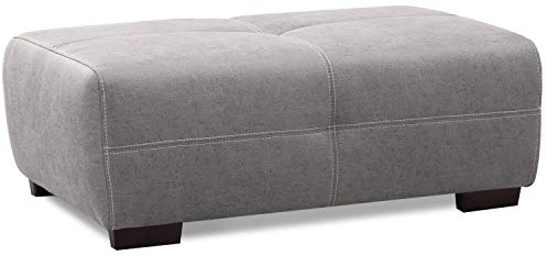 CAVADORE Hocker Mavericco / XXL-Fußbank, Sitzhocker, Polsterbank in Lederoptik / Modernes Design / Passend zu Big Sofa und Ecksofa Mavericco / 108 x 71 x 41 / Grau