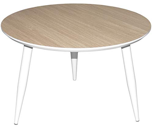 My-goodbuy24 Couchtisch rund weiß Eiche | Hochwertig Beistelltisch Wohnzimmer-Tisch | Ø 60cm |