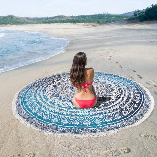 AVA Collections Yaga-Matte mit Mandala-Motiv, rund, aus Baumwolle, 183 cm