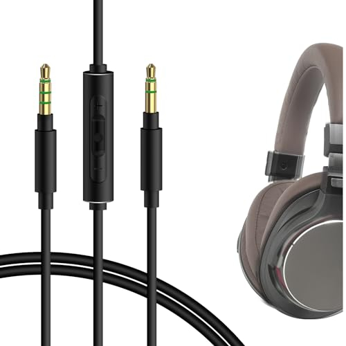 GEEKRIA Audio Cable with Mic Compatible with ATH-M50xBT2/SR5, Pioneer SE-MS7BT Headphones Cable, 1/8 (3.5mm) to 3.5mm Replacement Stereo Cord with Inline Microphone (4ft/1.2m)