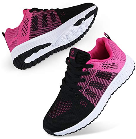 Youecci Femmes Baskets de Courses Running Chaussures de Sport Outdoor D'athlétisme Sports Course Fitness Gym Athlétique Sneaker Noir Rose Rouge 42 EU