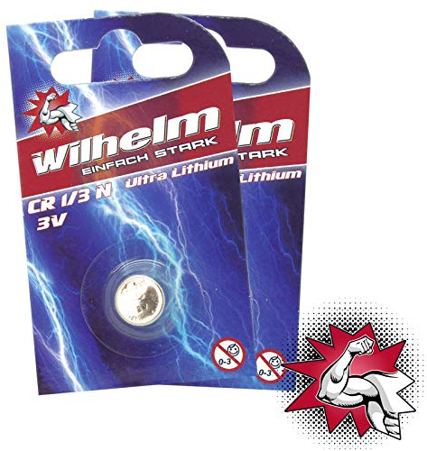 2 x WILHELM Batterie 1/3N 3V Photo Lithium CR1/3N DL1/3N Blister