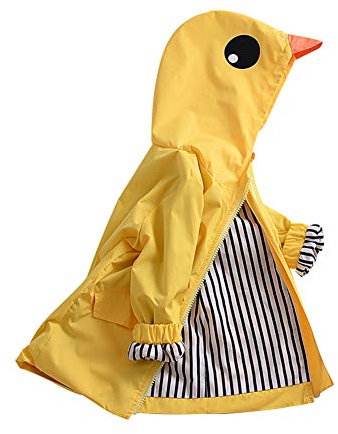 Miyanuby Bébé Garçon Fille Tenue Manteau Dessin Animé Léger à Capuche Fermeture éclair Extérieur Enfants Imperméable Coupe-vent Veste