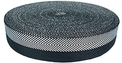 Teppicheinfassband Abschlussband Einfassband Klebeband zum Aufbügeln Klebe Saumband Fischgrätmuster Zweifarbig Teppich Polstermöbel Autopolsterung 40mm Breite x Laufmeter Schwarz - Grau