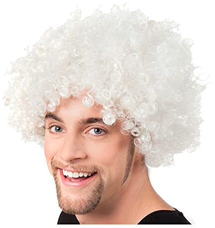 PAPSTAR NEU Perücke Unisex Herren Super-Riesen-Afro Locken, weiß