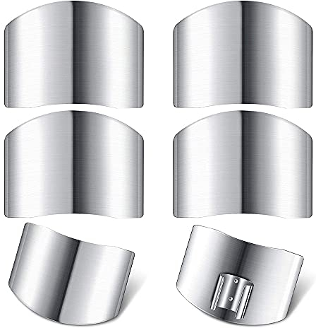 MDDZ 6 Stück Fingerschutz aus Edelstahl, Sicher Fingerschutz, Fingerschutz Schneiden, Finger Guards zum Schneiden von Gemüse Würfeln Hacken Obst Chef Küchenwerkzeug Gadgets zum Schneiden, Silber
