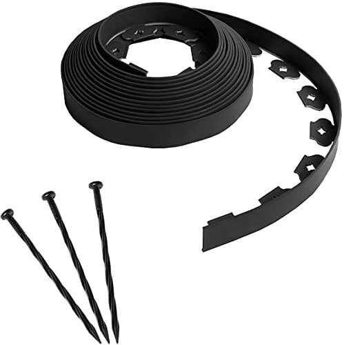 GT Market Bordure de Jardin Flexible Noire - 4 cm x 10 mètres avec 30 piquets d'ancrage