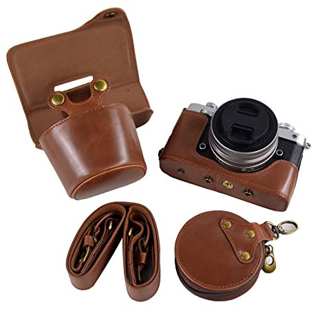 MUZIRI KINOKOO ZFC Tasche, PU-Leder Schutzhülle Kompatibel mit Nikon ZFC/Z FC und 16-50 mm f/3.5-6.3 oder 28 mm f/2.8 SE Objektiv mit Verstellbarer Schultergurt - Kaffee