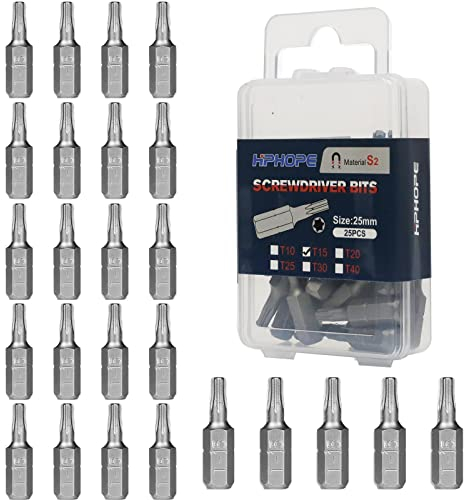 HPHOPE T15 Bit, Torx Bit T15, Bit-Sortiment, Länge: 25 mm, 25 Stück