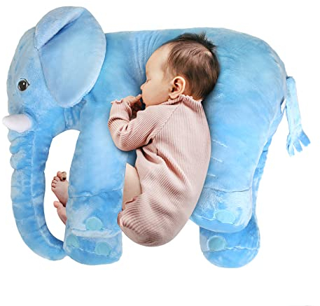 LADAMI Kissen, Lagerungskissen, Stillkissen, Elefantenkissen, Kissen für Schwangere, Seitenschläferkissen Elefant, Kuschelkissen, Kuscheltier XXL Plüschtier, Stofftier, Schmusekissen,60cm
