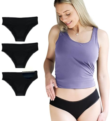 MOOPRA Periodenunterwäsche ideal bei starker Blutung | 4 Sehr saugfähige Schichten | Menstruationsunterwäsche für Frauen und Jugendliche | Oeko-Tex + wasserdichte Transporttasche + Waschnetz