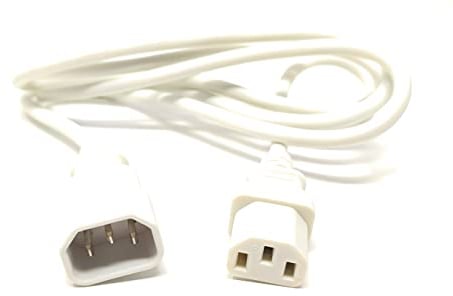 MainCore 1m C14 to C13 Power Extension Cable (Kettle) IEC Male to Female PDU UPS Lead Cord White (3ft long)