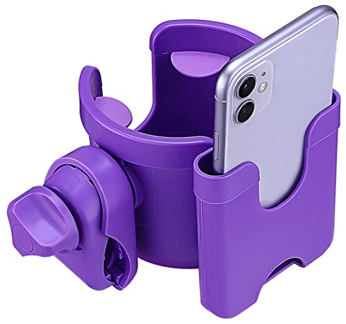 Suranew Porte-gobelet réglable pour poussette avec support de téléphone pour poussette de bébé pour membres de la famille, marcheur violet