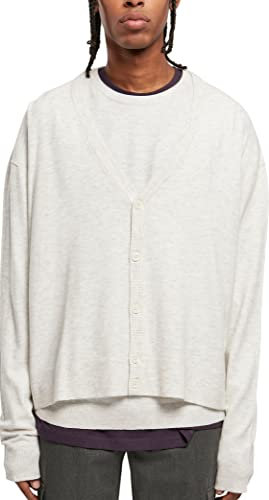 Urban Classics Men's TB5545-Eco Mix Boxy Cardigan Sweater, lightgrey, L