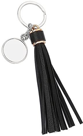 Porte-clés rond exquis avec pendentif à suspendre pour décoration de sac à main pour femme, Noir