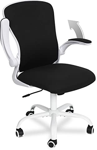 ELECWISH Office Chair Desk Chair Flip-up Armrest, Ergonomic Computer Chair with Lumbar Support, Office Chairs for Home, Height Adjustable 360° Swivel Rocking Function, Black