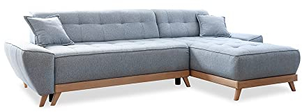 MIUFORM Ecksofa mit Schlaffunktion und Bettkasten Wendbar Wohnladschaft | Dazzling Daisy | Wohnladschaft Couch Schlafcouch (Hellblau)