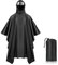 LAMA Regenponcho Regenjacke für Damen Herren, Wasserdicht Regencape, 3 in 1 Multifunktionaler Regenmantel Regenschutzbekleidung für Camping/Picknick/Trekking/Angeln/Fahrrad/Motorrad/Wandern, Schwarz
