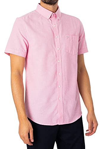 Farah Drayton Cotton Oxford Shirt Chemise, Coral Pink, M Homme