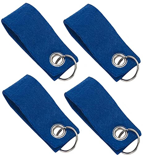 Libetui Set 4 Schlüsselanhänger Filz Blau Schlüsselring mit Anhänger aus Filz Schlüsselband Filzanhänger beschriftbar strapazierfähig, Farbe Blau