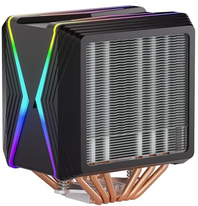 Redragon C218 Dual Tower CPU Air Cooler, A-RGB CPU Cooling FDB Fan, 120 mm PWM Low Noise, 6 tubi di calore in alluminio, copertura del dissipatore di calore per Intel 1700/115X/1200, AMD AM4/AM5