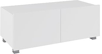 BETTSO -RTV Schrank Auf Elegantes und Modernes Design Versteckte Ablagen Leicht Zu Reinigen Abrieb- Und Kratzfest Laminierte Platte-Bird 100 (Weiß matt + Weiß glänzend)