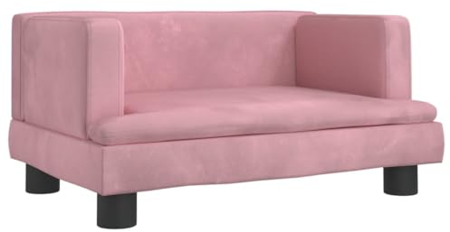 vidaXL Kindersofa, Couch für Kinder, Kindercouch mit runden Kanten, Kindersessel Minisofa Polstersofa Kindermöbel Sofa Kinderzimmer, Rosa Samt