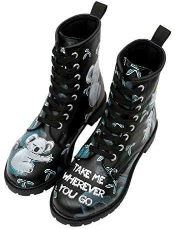 DOGO Long Boots - Koala Hug BLACK - Vegane Damen Boots und Nachhaltige und Bunte Stiefeletten - Trendige Bequeme Stiefel für Damen