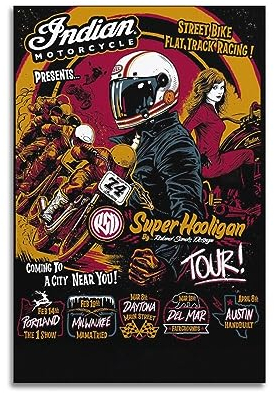 ECHUN Motorrad Poster Super Hooligan Tour Dekorative Leinwand Wand & Kunst Bild Gemälde 30 x 45 cm