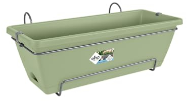 Elho Barcelona Allin1 50 Fioriera per Balcone esterno - Ø 49.5 x H 18.5 cm - Verde/Pistache Green