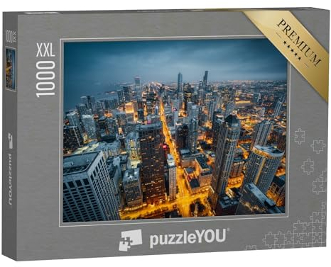 Puzzle 1000 Teile XXL „Skyline von Chicago bei Nacht“ – aus der Puzzle-Kollektion Chicago