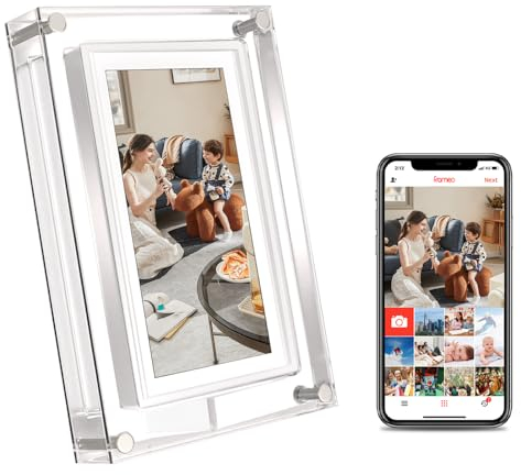 PiPivision 5 Zoll Acryl Digitaler Bilderrahmen mit HD Touchscreen 32GB Interner Speicher mit Auto-Rotation,Frameo APP