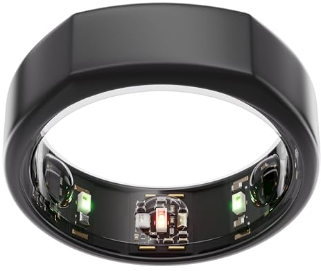 Oura Gen3 Heritage Smart-Ring - Größe 9, Stealth | Wearable für Schlaf-, Herzfrequenz- und Fitnesstracking - Bis zu 7 Tage Akkulaufzeit - Kompatibel mit iOS/Android - Bestimme deine Größe vor dem Kauf