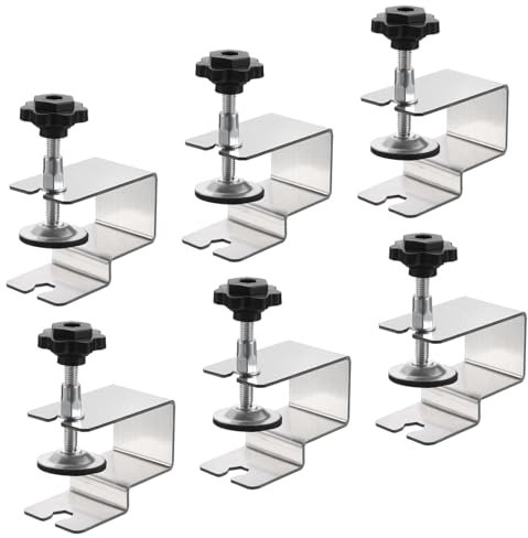 sourcing map Serre-Joints d'Installation de Façade de Tiroir, Serre-Joints Pliés Longs en Acier Inoxydable pour Tables et Bureaux, Lot de 6