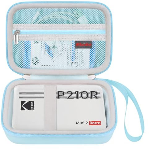 Elonbo Hard Case for Kodak Mini Shot 2 Retro P210/ Kodak Mini 2 Retro 4PASS Portable Instant Photo Printer, Digital Instant Print Camera Travel Bag, Mesh Pocket Fits Printing Paper and Cable, Blue
