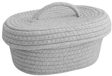 XBAKING Cestino Cesti Di Stoccaggio Della Corda In Cotone Con Archiviazione Desktop Organizzatore Di Copertura Per Gadget Per Chiavi Giocattolo-Grigio-19X13.5X10Cm