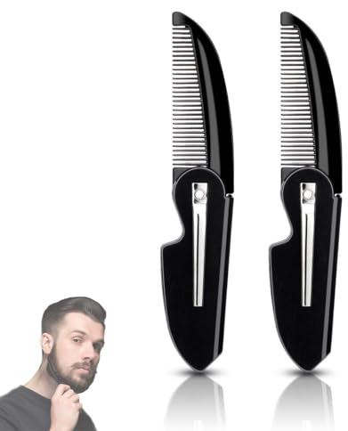 2 Stück Faltbarer Bartkamm für Männer Schnurrbart Kamm Kleiner Taschenkamm Schnurrbartkamm Tragbarer Styling Haarkamm Herren Bart Schnurrbart Kämme