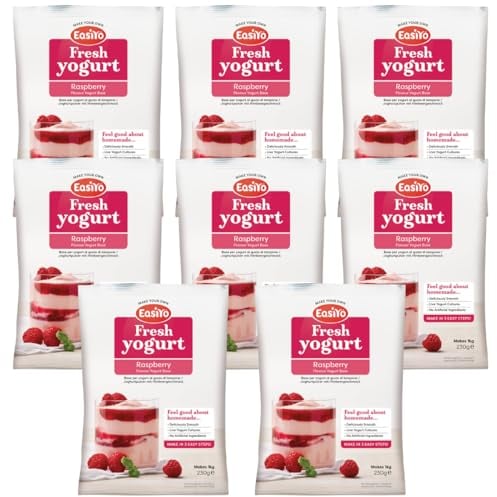 EasiYo Joghurt Himbeere, 8 Beutel | Jeder Beutel ergibt 1 kg Joghurt
