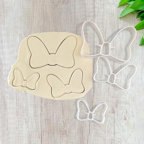 Ausstechformen Minnie Maus Schleife für Kekse, handgefertigt, 3 Stück ELACE