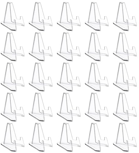 FOGAWA 25 Stück Acryl Kartenständer Münzen Halter Transparenter Mini Staffeleie Acryl Ständer, Pokemon Karten Ständer zur Präsentation von Münzen, Taschenuhren, Postkarten, Medaillen