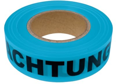 PROlac Trassenwarnband 75 m x 40 mm – Warnband mit Aufdruck „ACHTUNG WASSERLEITUNG“ – Robustes Trassierband, Markierungsband für Bau & Tiefbau – Gut sichtbares & widerstandsfähiges Trassenwarnband