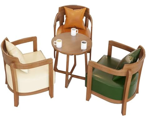 Runder Esstisch mit Stühlen Set, Kleiner Runder Tisch Holz Bequeme Sitze, Stabil und Robust, Büro-Konferenztische for Kleine Räume 60 X 60 X 58 cm