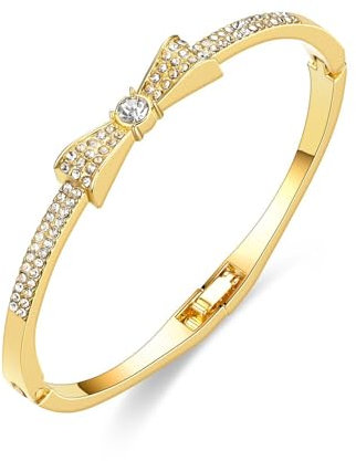 FDEETY Elegantes Schleife Armband Kristall Schmuck Armreif Damenarmband Glitzer Steinchen Klassisch Schmuckstück