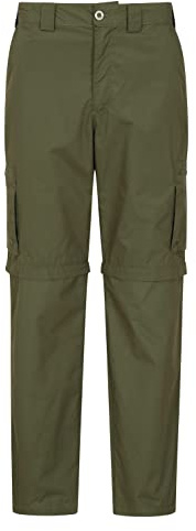 Mountain Warehouse Trek II Mens Zip-Off Trousers - UV Protect Max, Lightweight, Quick Drying Mens Zip Off Pants - Spring Summer Walking, Hiking, Outdoors & Trekking Khaki (Short Length) Men's W42